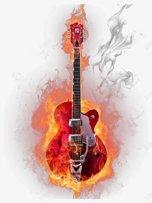 乐器吉他png免抠素材_88icon https://88icon.com 吉他 吉他社海报 效果 火焰 红色 音乐