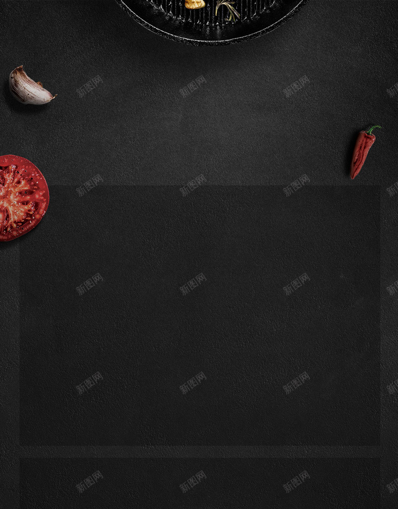黑色质感西餐简约PSD分层H5背景psd设计背景_88icon https://88icon.com H5 PSD分层 大蒜 案板 牛排 简约 背景素材 西红柿 西餐 质感 辣椒 食物 黑色