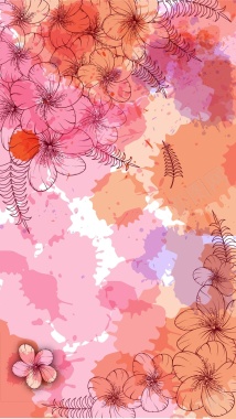 彩绘花卉生日矢量H5背景图背景