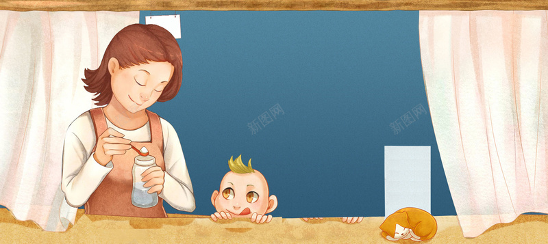 母亲节母亲和婴儿简约海报背景背景