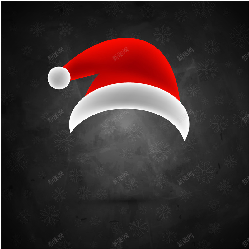 圣诞节红色圣诞帽黑色背景矢量图ai设计背景_88icon https://88icon.com 可爱 可爱圣诞元素 圣诞帽 圣诞快乐 圣诞节 平安夜 海报 红色 背景 贺卡 黑板背景 矢量图