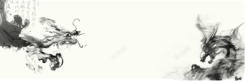 中国风水墨龙凤背景jpg设计背景_88icon https://88icon.com 古风 水墨 游龙 火凤