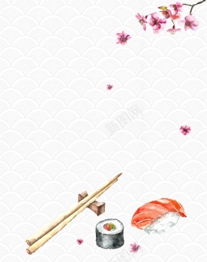 矢量日系手绘寿司美食背景背景