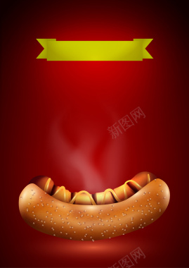热狗香肠食物海报背景矢量图背景