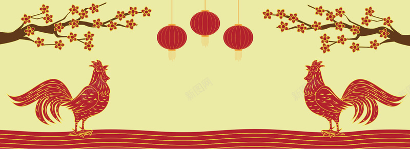 新年扁平红色海报banner背景矢量图背景