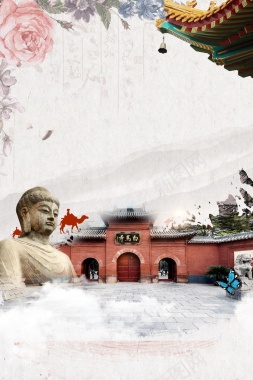 中国风大佛禅文化背景背景