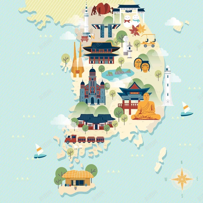 手绘矢量旅游韩国江原道景点地图海报背景ai设计背景_88icon https://88icon.com 地图 手绘 旅游 旅游韩国 景点 景福宫 济州岛 海报 矢量 背景 青瓦台 韩国 韩国景点 矢量图