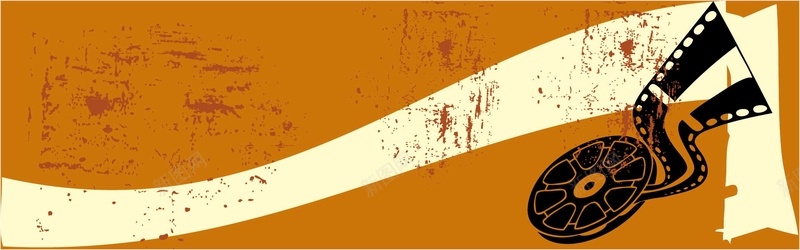 淘宝复古电影胶片橙色海报背景矢量图背景