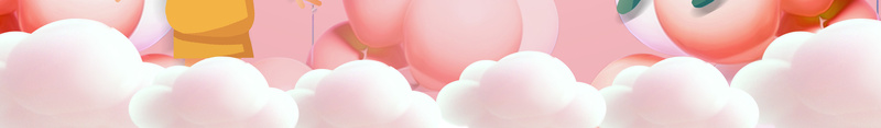 粉色卡通人物背景图psd设计背景_88icon https://88icon.com 云朵 卡通人物 气球元素 边框元素