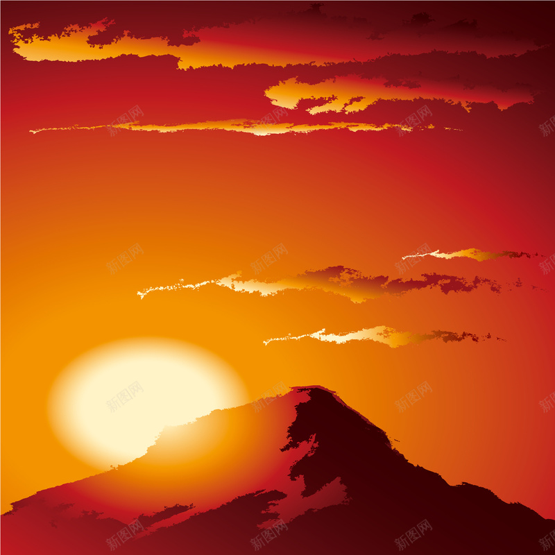 唯美夕阳山脉背景矢量图ai_88icon https://88icon.com 唯美 夕阳 山脉背景 摄影 风景 矢量图