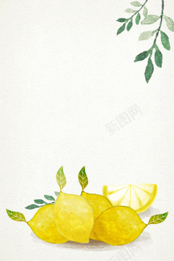 矢量文艺质感手绘柠檬水果背景背景