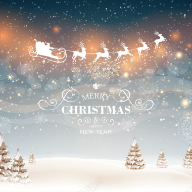 圣诞节麋鹿飘雪浪漫灰色矢量背景图背景