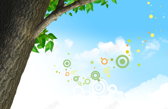 绿荫树下环保海报背景背景
