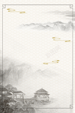 简约中国风古典花边海报背景