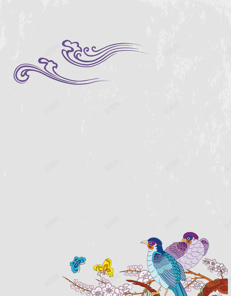 矢量古典中国风彩绘背景ai设计背景_88icon https://88icon.com 中国画 中国风 传统 凤凰 古典 古风 复古 工笔画 彩绘 桃花 水墨 海报 矢量素材 祥云 背景 矢量图