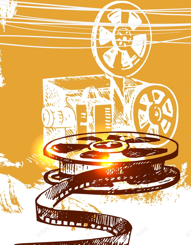 复古摄像机矢量图ai设计背景_88icon https://88icon.com 复古 拍电影 摄像机 胶卷 胶片 矢量图