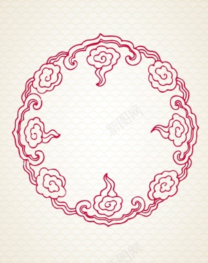 矢量中国风线描古典传统圆框背景背景