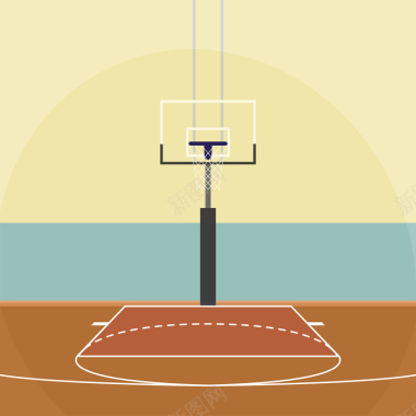 扁平手绘卡通篮球赛激情球场背景矢量图背景