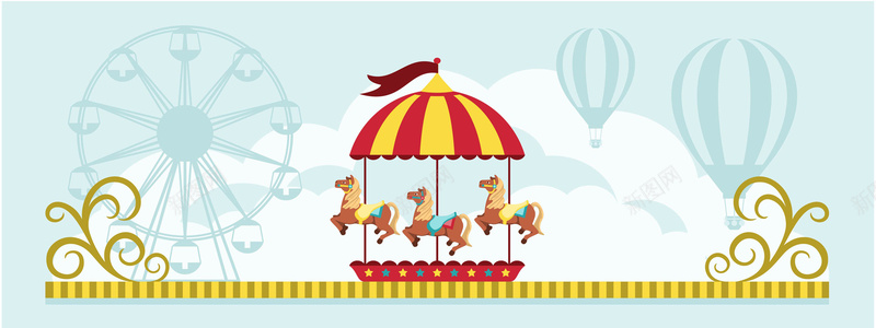 儿童游乐园banner背景矢量图ai设计背景_88icon https://88icon.com 儿童 孩子 小清新 木马 气球 海报 游乐园 玩乐 票务 马戏团 矢量图