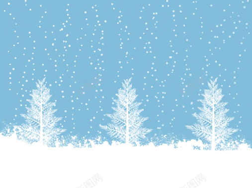 冬季雪花雪地树木背景矢量图背景