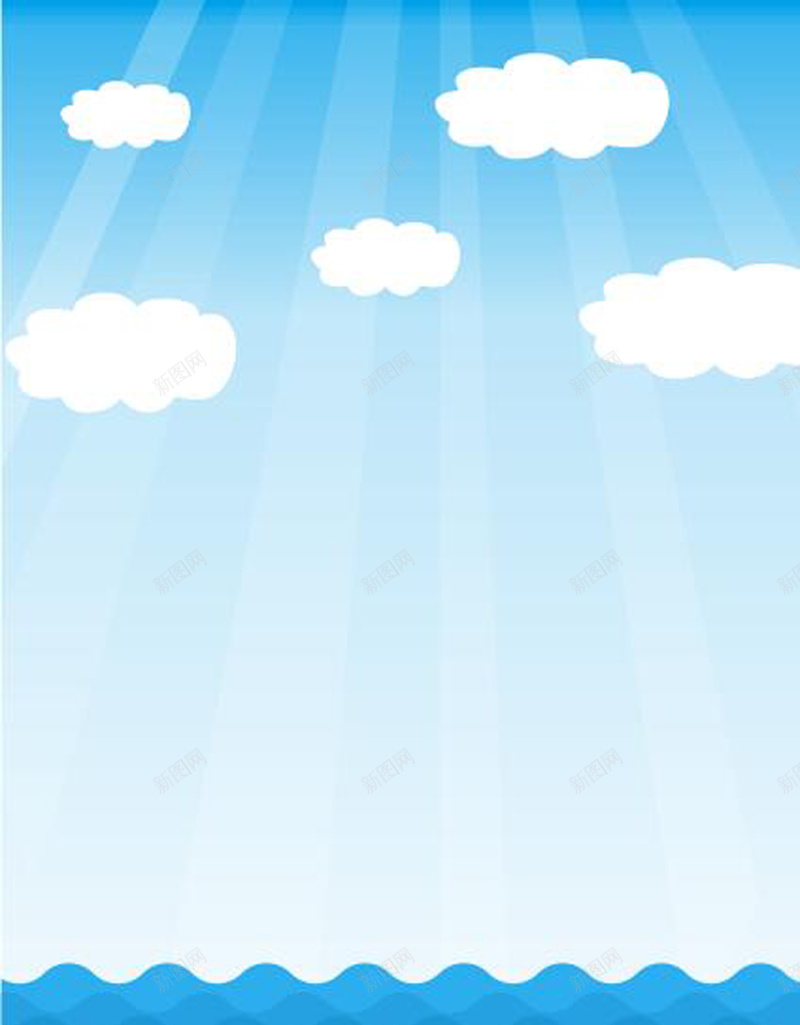 卡通海洋元素海报背景cdr设计背景_88icon https://88icon.com 元素 卡通 岛屿 海报 海洋 白云 背景 蓝天 阳光