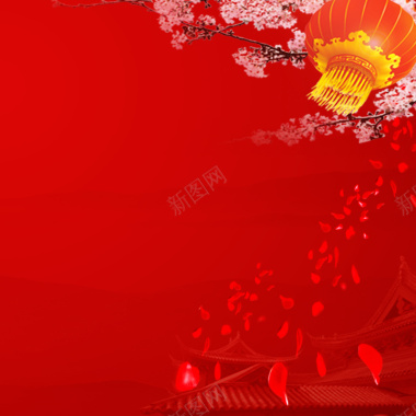 红色喜庆古代建筑暗纹海报背景模板背景