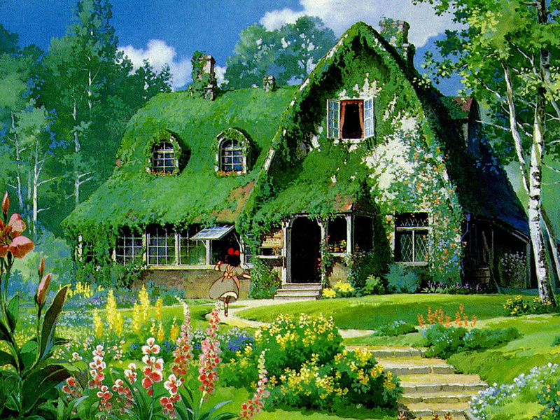 绿叶覆盖的房屋jpg设计背景_88icon https://88icon.com 人物 动漫 卡通 梦幻