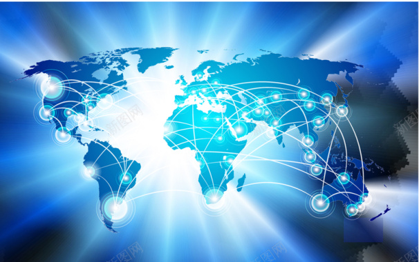 蓝色光效地图商务黑科技背景矢量图背景