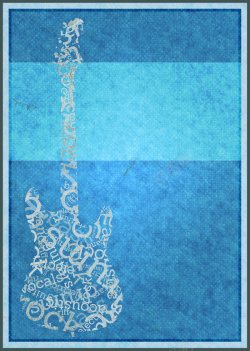 蓝色低调创意字母组合吉他酒吧主题背景高清图片
