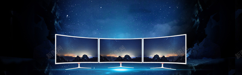 电视机上新科技渐变风景蓝bannerpsd设计背景_88icon https://88icon.com 京东 几何 多边形 夜空 广告 星空 框框 淘宝 渐变 电商 简约 素材 背景 蓝天 设计 边框
