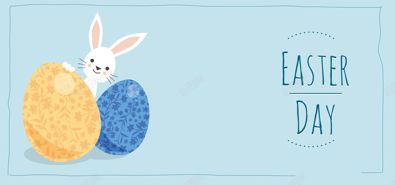 兔子彩蛋复活节文艺海报背景矢量图背景