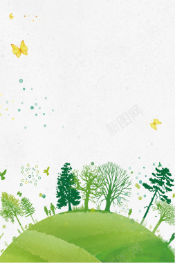 312植树节绿色卡通创意海报背景