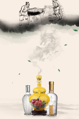 中国风农家酒陈年佳酿白酒文化海报背景背景
