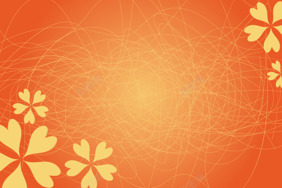 橘色花朵PPT背景矢量图背景