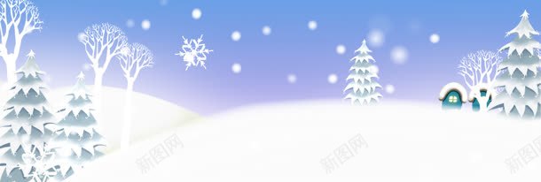 手绘卡通可爱冬季雪景背景背景