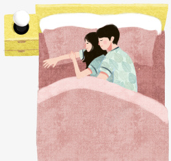 人物睡觉手绘人物插画拥抱一起睡觉的情侣高清图片