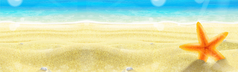 蓝色沙滩海星海洋banner背景矢量图背景