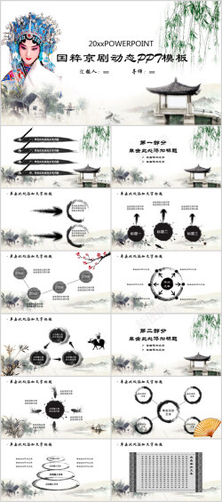 板报设计模板中国古典戏剧文化艺术国粹京剧PPT模板