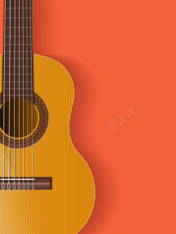 橘红吉他摇滚音乐节主题背景矢量图高清图片
