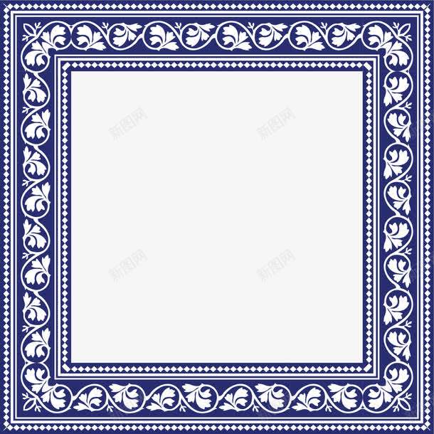 中国风边框纹理png免抠素材_88icon https://88icon.com 中式边框 免抠PNG 古典花纹 复古花纹 画框 相框 矢量边框 蓝色