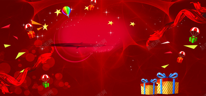 淘宝狂欢红色背景cdr设计背景_88icon https://88icon.com 促销海报 光圈 光晕 喜庆 新年 春节 活动背景 渐变背景 热气球 礼物 红飘带