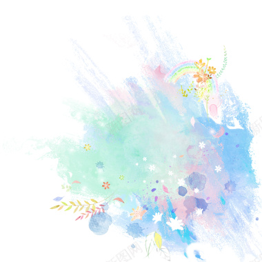 简约手绘喷雾花朵五彩水彩喷绘印刷背景背景