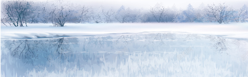 手绘冬季美景矢量图背景