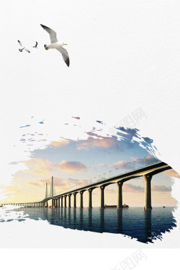 创意珠港澳大桥户外海报背景
