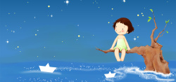 小女孩壁纸儿童插画背景高清图片