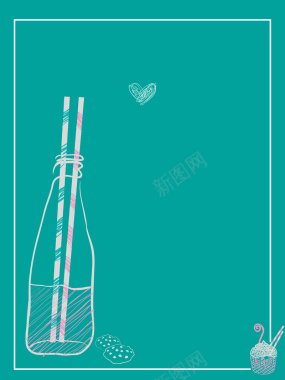 清新简约手绘瓶子会员日海报背景psd背景