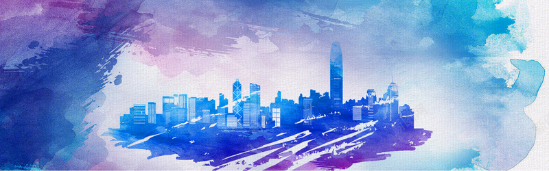 城市水彩手绘bannerpsd设计背景_88icon https://88icon.com 创意 城市 城市剪影 水彩 淡雅泼彩 简约 绚丽 颜料