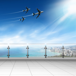 飞机起降平台蓝色科技商务背景图高清图片