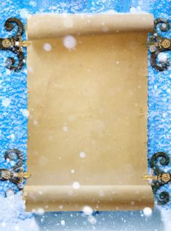圣诞节羊皮纸背景图片雪地上的卷轴纸张背景高清图片