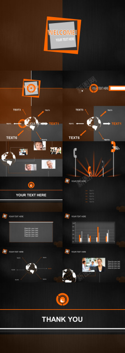 高档PPT设计橙色扁平动态PPT模板